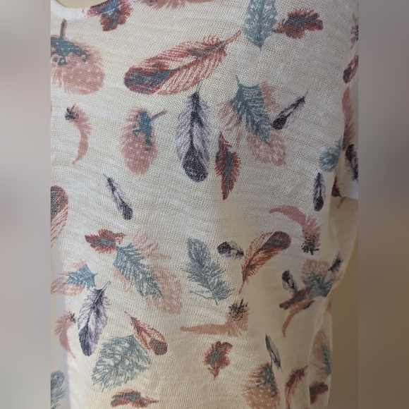 Monsoon Linen Blend Top T-shirt Soft White Baby Pink Size L - Picture 4 of 7